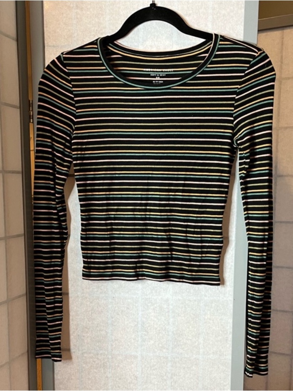 American Eagle Soft and Sexy Rib Stripe Long Sleeve